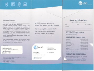AT&T Coustomer Care Card